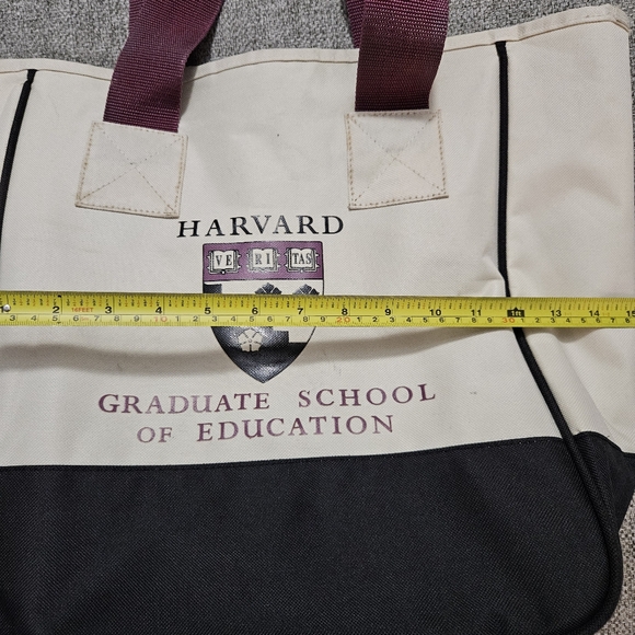 Harvard Vinyl Canvas Tote Two Tone Laege BLACK/BURGANDY/CREAM - Picture 9 of 12